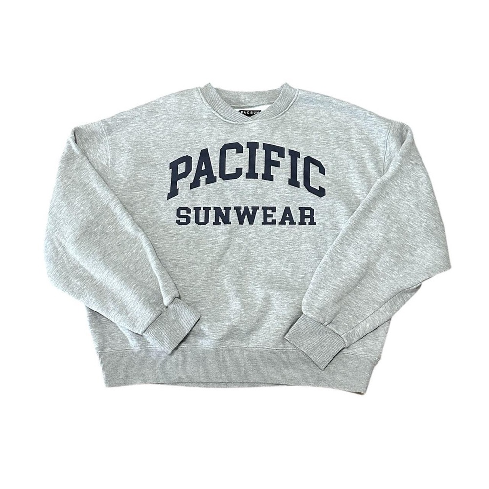 Grey PacSun oversized pacific sunwear navy graphic sweatshirt #casual